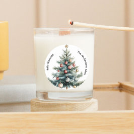 Moderne Minimalistische Weihnachtsbaummarke Runder Aufkleber