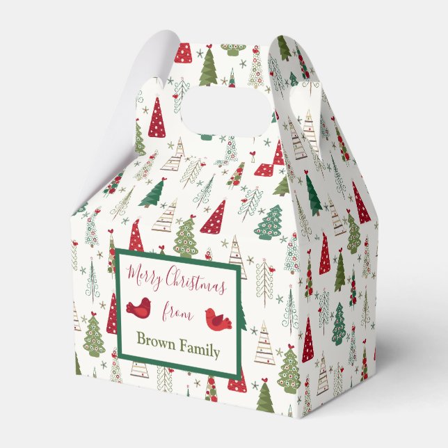 Moderne Minimalistische Weihnachtsbaummuster Rot G Geschenkschachtel (Vorderseite)