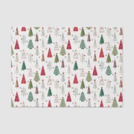 Moderne Minimalistische Weihnachtsbaummuster Rot G Seidenpapier