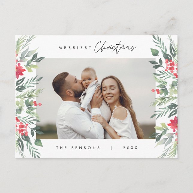 Moderne, Minimalistische Weihnachtsfamilie Postkarte (Vorderseite)
