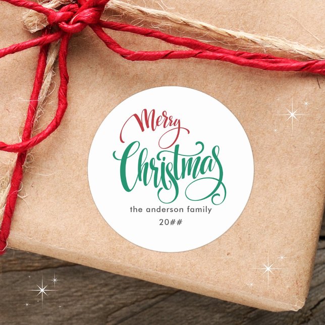 Moderne Minimalistische Weihnachtsfamilie Runder Aufkleber (Available in different shapes and sizes. Glossy or matte. Merry Christmas!!)