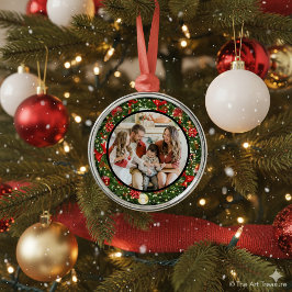 Moderne minimalistische Weihnachtsfamilienfotos Ornament Aus Metall