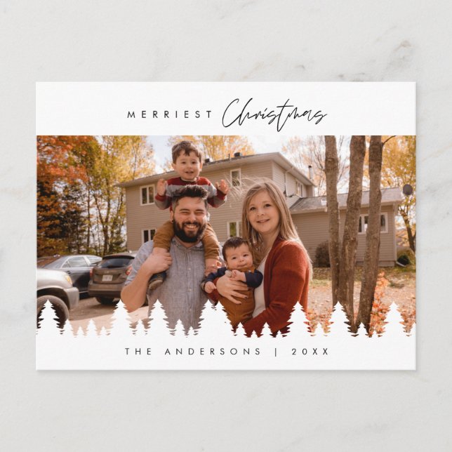 Moderne, Minimalistische Weihnachtsfamilienpost Postkarte (Vorderseite)