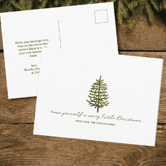 moderne minimalistische Weihnachtsgrünbaum-Feier Feiertagspostkarte