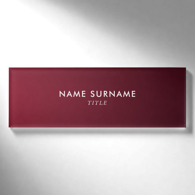 Moderne Minimalistische Wein-violette SteigungLuxe Namenschild (Vorderseite)