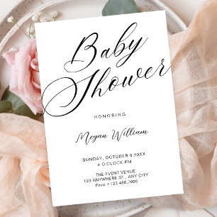 Moderne minimalistische weiße Babyparty Einladung