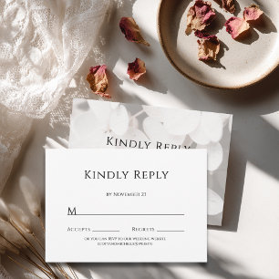Moderne minimalistische weiße Blumen-Antwortkarte RSVP Karte