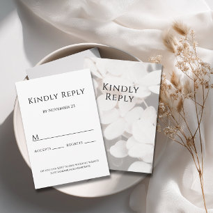 Moderne minimalistische weiße Blumen-Antwortkarte RSVP Karte