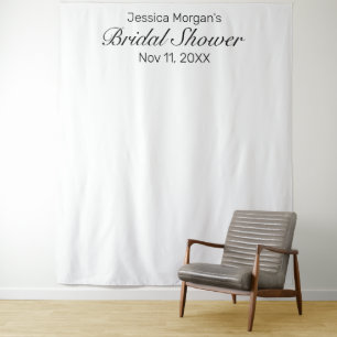 Moderne minimalistische weiße Bridal Shower-Foto Wandteppich