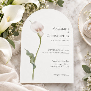 Moderne minimalistische Weiße Calla-Lilie Hochzeit Einladung