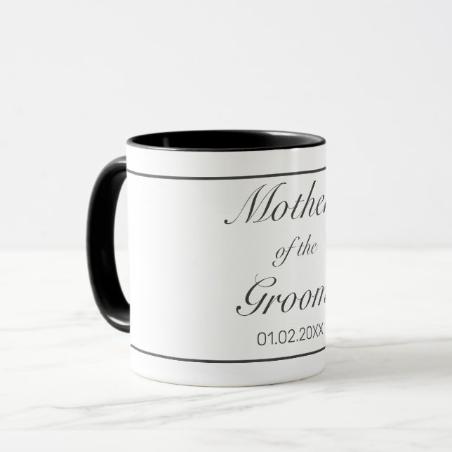 Moderne Minimalistische Weiße Elternzeit Tasse (Vorderseite Links)