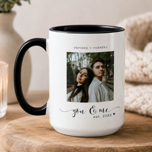 Moderne minimalistische weiße Fotoschrift Tasse