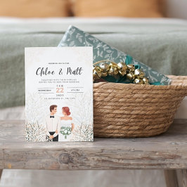 Moderne Minimalistische Weiße Hochzeit Einladung