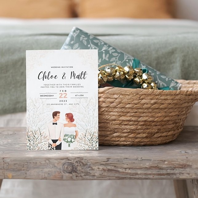 Moderne Minimalistische Weiße Hochzeit Einladung (Von Creator hochgeladen)