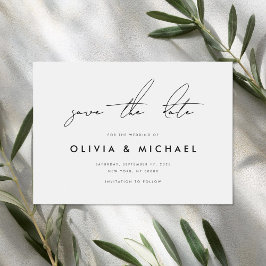 Moderne Minimalistische Weiße Hochzeit rettet das  Save The Date