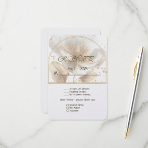 Moderne minimalistische weiße und goldene Hochzeit RSVP Karte
