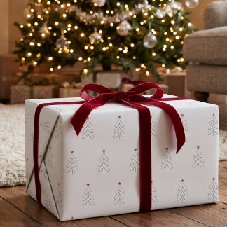 Moderne minimalistische weiße Weihnachtsbaum Geschenkpapier