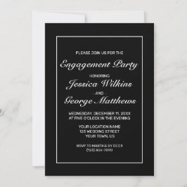 Moderne, Minimalistische Weißschwarze-Engagement-P Einladung