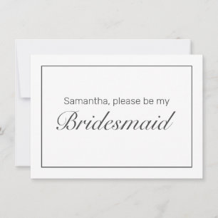 Moderne Minimalistische White Black Bridesmaid Car Save The Date