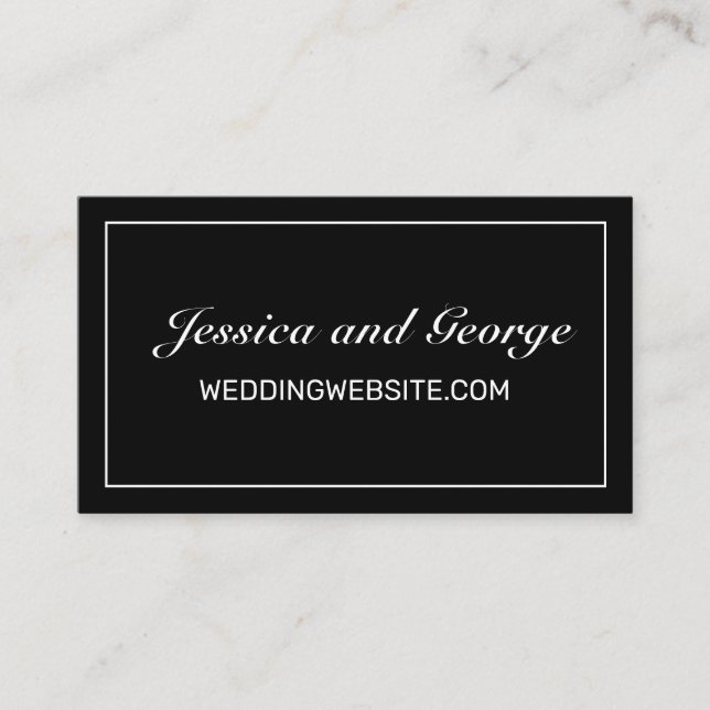 Moderne Minimalistische White Black Wedding Websit Visitenkarte (Vorderseite)