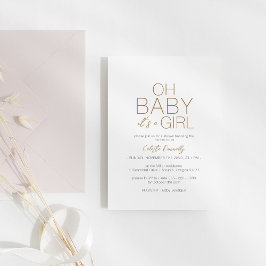 Moderne Minimalistische White Oh Baby Girl Dusche Einladung