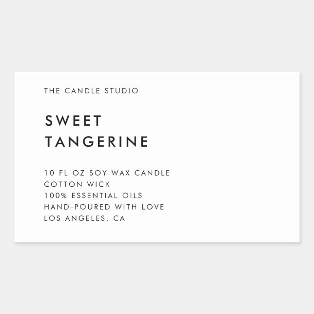 Moderne Minimalistische White Packaging Candle Kos Rechteckiger Aufkleber (Vorderseite)