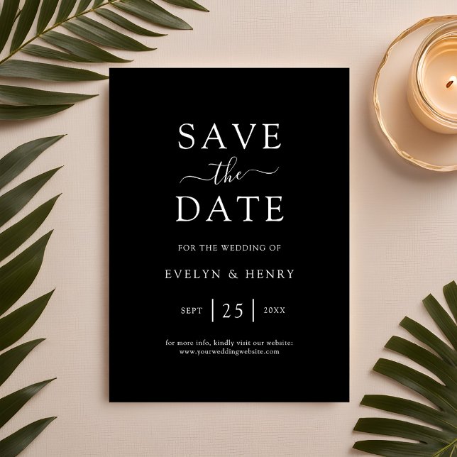 Moderne Minimalistische White Script Hochzeit Save The Date (Von Creator hochgeladen)