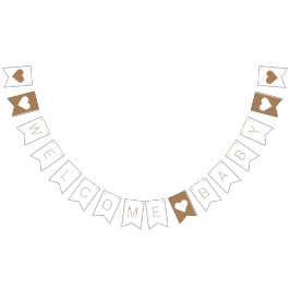 Moderne Minimalistische White Welcome Baby Dusche Wimpelkette