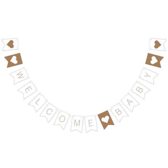 Moderne Minimalistische White Welcome Baby Dusche Wimpelkette (Alle)