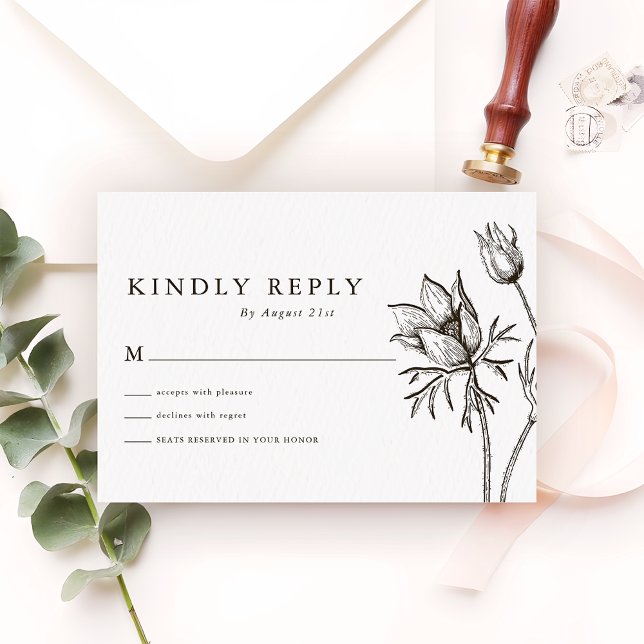 Moderne Minimalistische Wildblume Hochzeit Kindly  RSVP Karte (Von Creator hochgeladen)