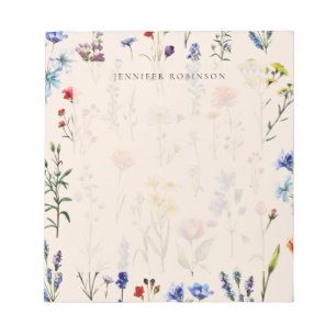 Moderne minimalistische Wildblumenwiese Champagner Notizblock