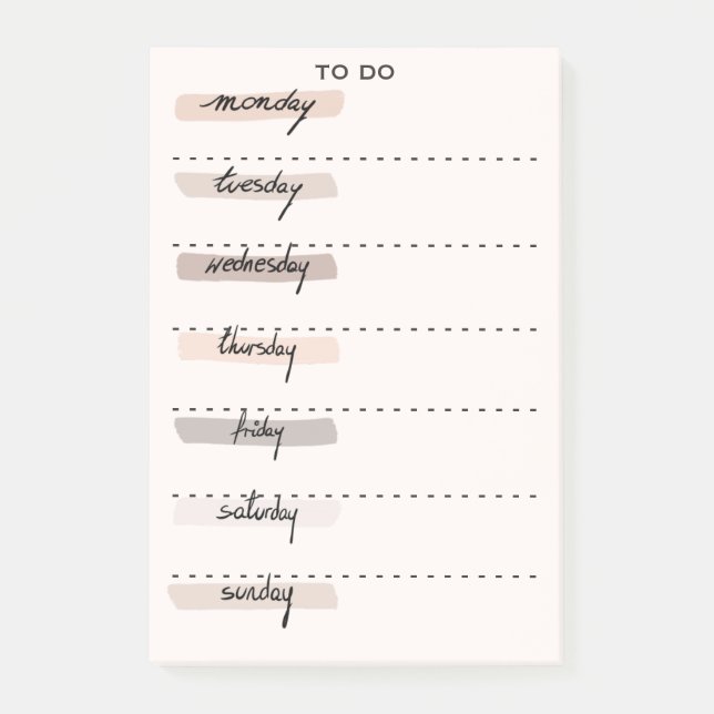 Moderne Minimalistische Wochentage Post-it Klebezettel (Vorderseite)