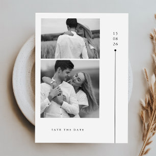 Moderne minimalistische Zwei-Foto-Hochzeit Save Th Einladung