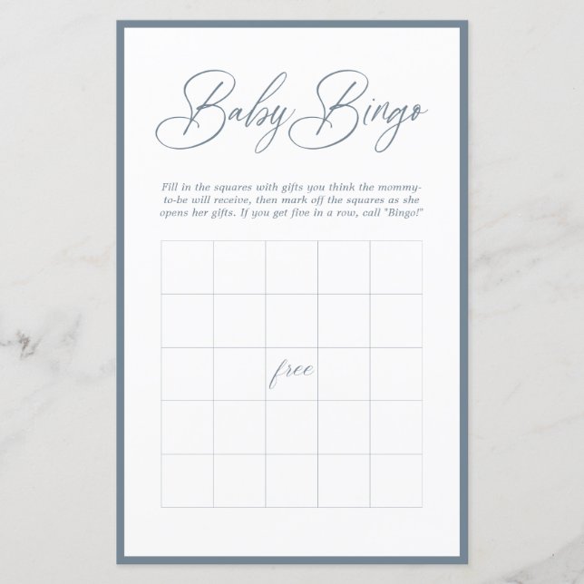 Moderne Minimalkalligraphie | Baby Bingo (Vorderseite)