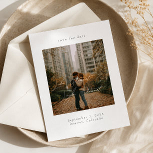 Moderne Minimalschrift über Foto-Hochzeit Save The Date
