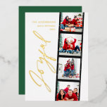 Moderne Minimalskripte mit vielen Fotos Weihnachts Folien Feiertagskarte<br><div class="desc">Modernes,  minimales Drehbuch Multi-Foto Weihnachts Retro-Design. Elegantes,  echtes Gold,  Silber und Rose Goldfolie-Design.</div>