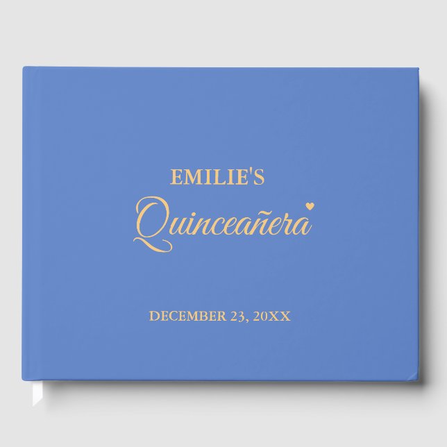 Moderne minmalistische Kalligrafie Quinceanera Gästebuch (Vorderseite)