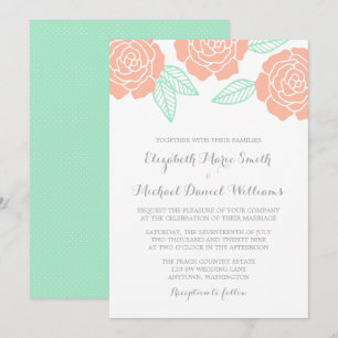 Moderne Minsk- und Pfirsichfeiern Rose Einladungen