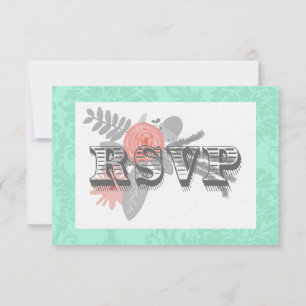 Moderne Mint Damask Hochzeit einladen Einladung