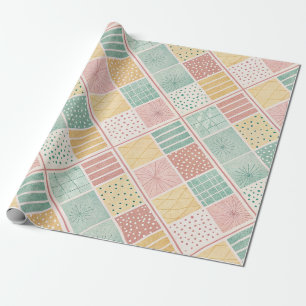 Moderne Mint-Geometrie-Polka-Punkte-Karomuster Geschenkpapier