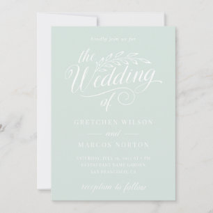  Moderne Mint Green Elegante Kalligraphie Hochzeit Einladung