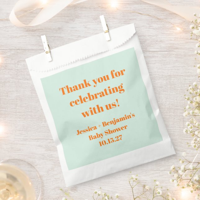 Moderne Mint Orange Babydusche kundenspezifisch Vi Geschenktütchen (Ausgeschnitten)