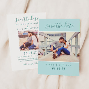 Moderne Mint-Script-Foto-Hochzeit Save The Date