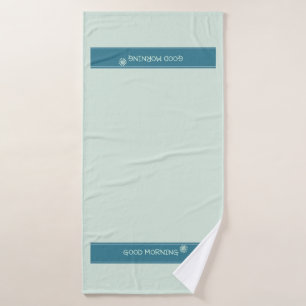 Moderne Mintblaue "Guten Morgen" Minimalistin Badhandtuch Set