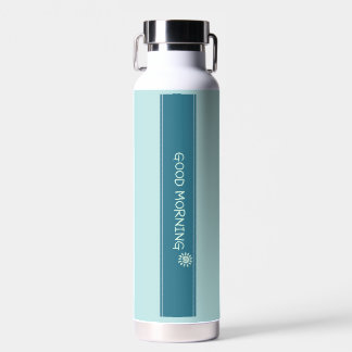 Moderne Mintblaue "Guten Morgen" Minimalistin Trinkflasche