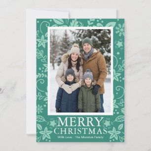 Moderne mintgrüne Foto-Weihnachtskarte Feiertagskarte