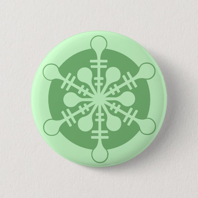 Moderne mintgrüne Weihnachts-Schneeflocke Button (Vorderseite)