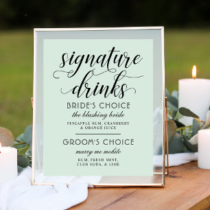 Moderne Minz-Kalligrafie-Deko-Signature-Drinks Poster