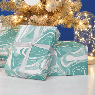 Moderne Minze Aqua Frische Fluss Weiß Abstraktes M Geschenkpapier