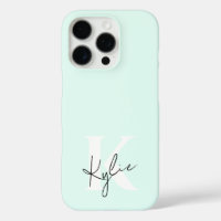 Moderne Minze Creme Personalisiert Monogramm Name